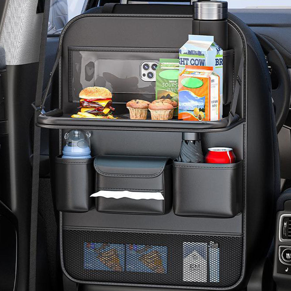 Traverseon Car Seat Organizer – Foldable Tray & Multi-Compartment Storage