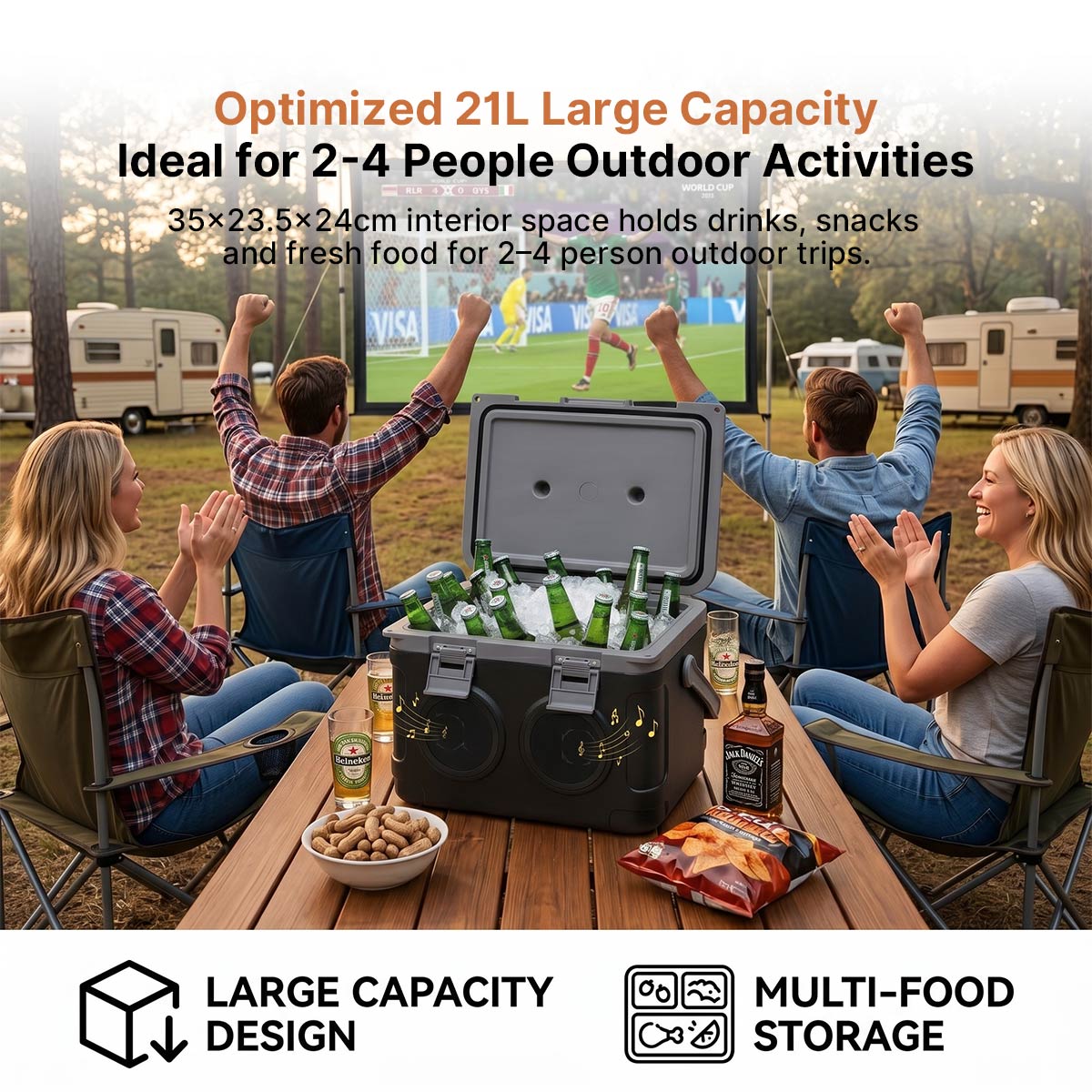 Bluetooth Cooler Box – 22.2qt Portable Outdoor Ice Chest | Traverseon