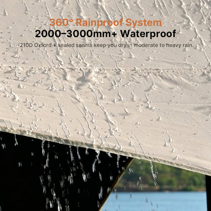 StormLock™ Hex Shelter — 360° Rainproof, 6-Point Stable, 2.6m Tall Entry, All-Terrain Portable | Traverseon