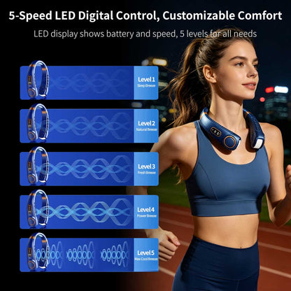 Ice Cooling Neck Fan – USB Rechargeable Bladeless Wearable Fan | Traverseon
