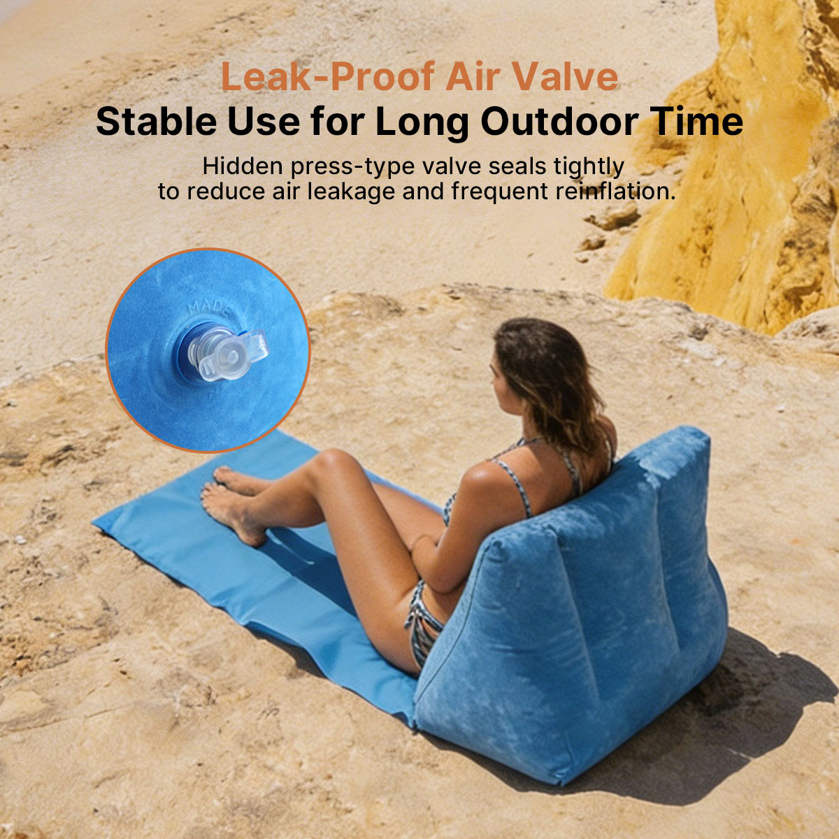 Flocked Inflatable Triangle Lounger – Portable Camping Backrest | Traverseon