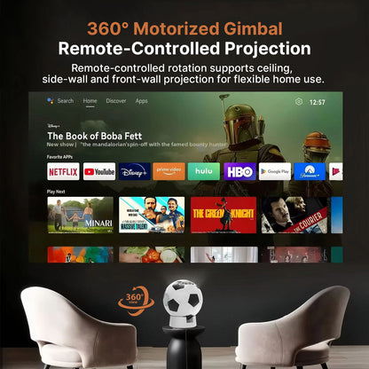 Soccer-Shaped Smart Projector – 360° WiFi6 Home Theater | Traverseon