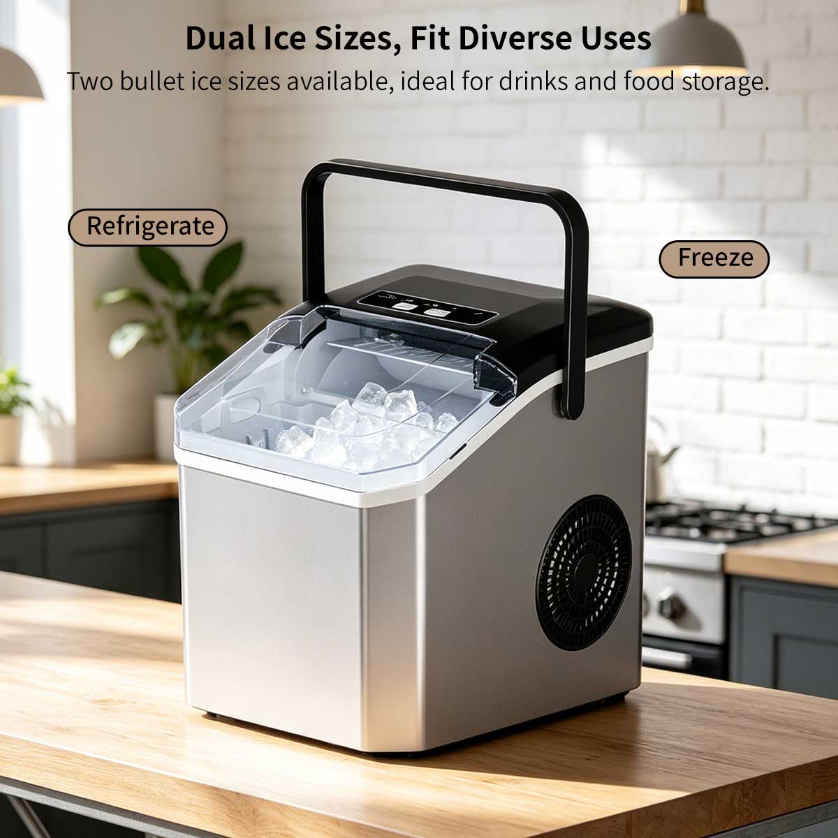 Countertop Ice Maker 6min Fast Ice - Dual Size Ice Auto Clean Portable | Traverseon