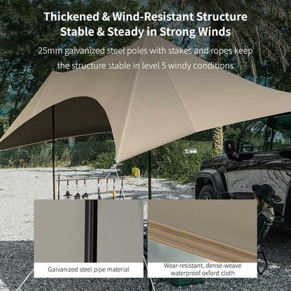 Car Side Awning – UPF50+ Waterproof Suction Mount Shade for SUV RV | Traverseon