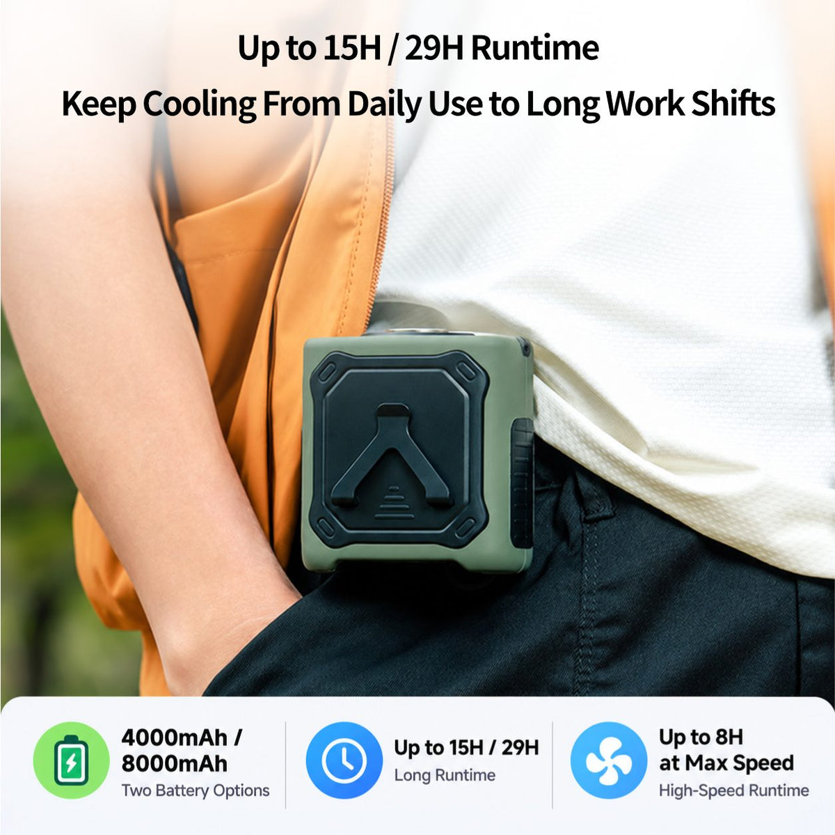Wearable Waist Cooling Fan – Semiconductor Portable Clip Fan | Traverseon