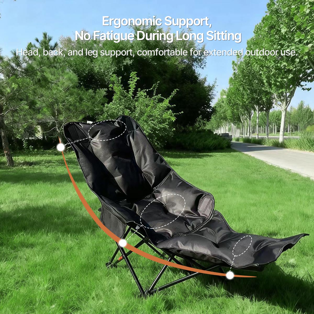 265 lb Reclining Moon Chair — 4-Level Adjustable, Extra-Wide Seat, Multi-Scene Outdoor Use | Traverseon