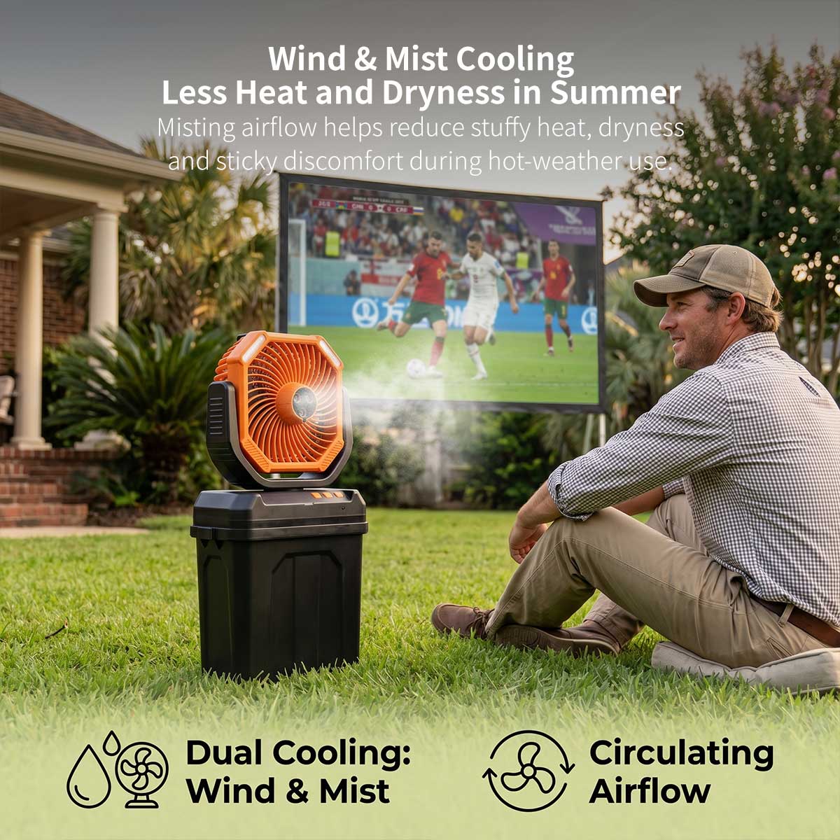 Misting Camping Fan – 40000mAh LED Fan & Power Bank | Traverseon