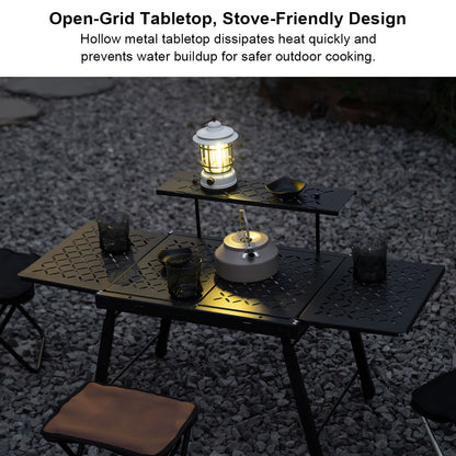 Lightweight IGT-Compatible Aluminum Camping Table, Foldable & Stove-Ready