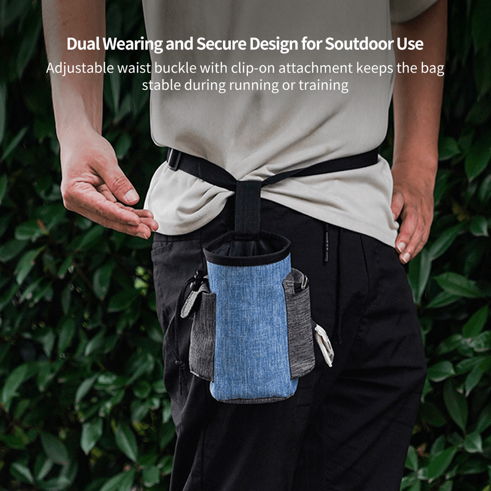Lightweight Linen Dog Treat Pouch with Poop Bag Dispenser - Multi-Pocket for Puppy Training & Walks | Traverseon