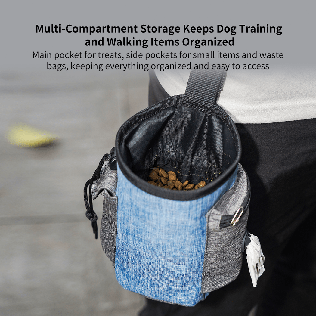 Lightweight Linen Dog Treat Pouch with Poop Bag Dispenser - Multi-Pocket for Puppy Training & Walks | Traverseon