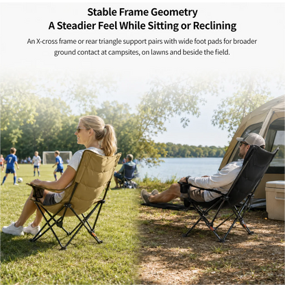 Padded Reclining Camping Chair – 3/4-Position Folding Lounger | Traverseon