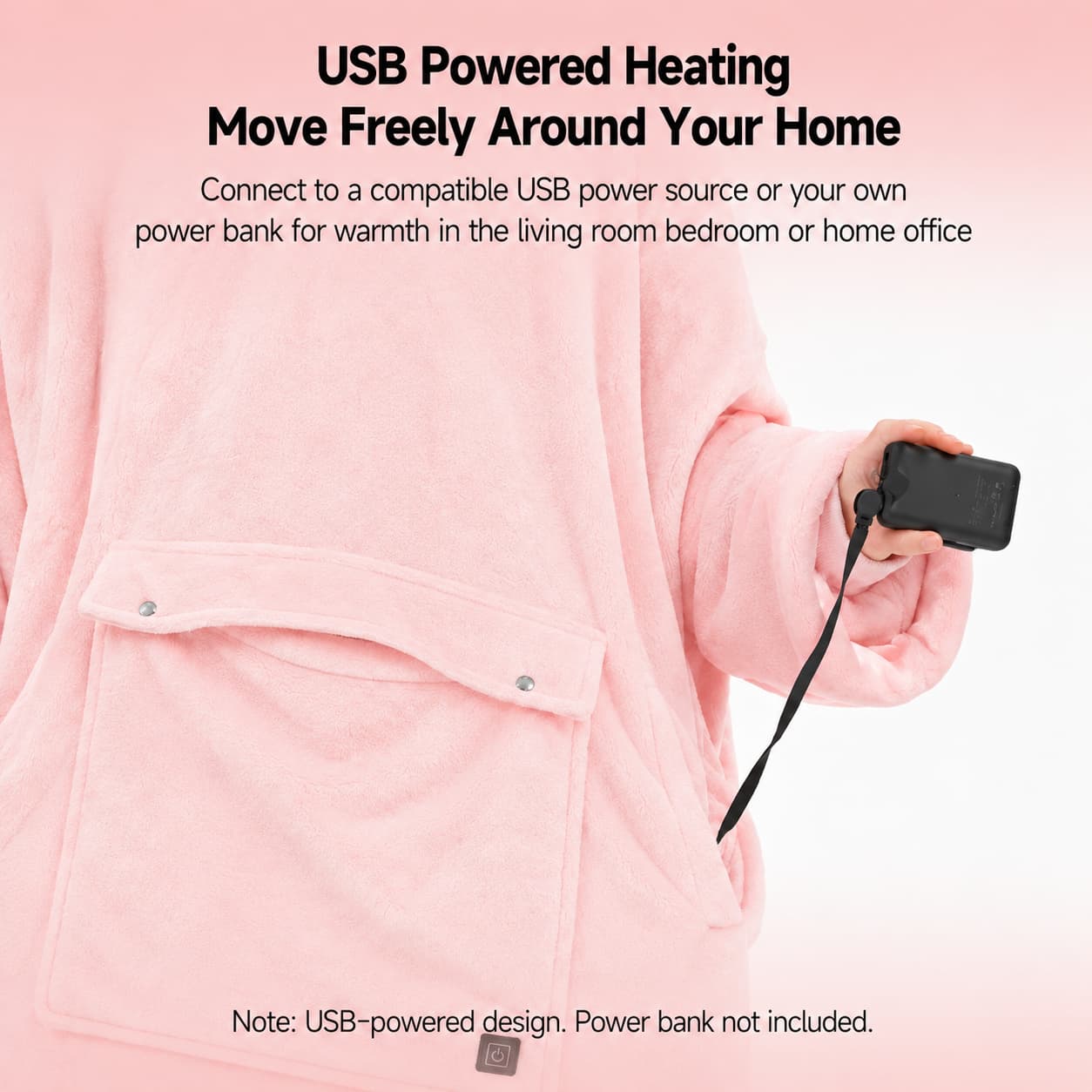 USB Heated Wearable Blanket Hoodie – 3-Zone Flannel Warmth | Traverseon