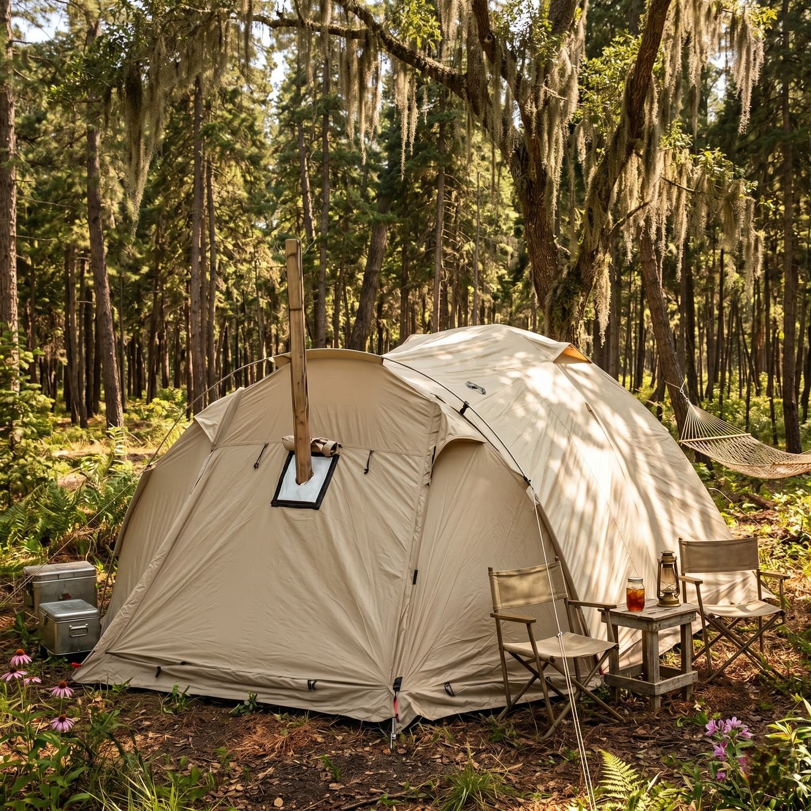 All-Season Family Hot Camping Tent with Stove Jack