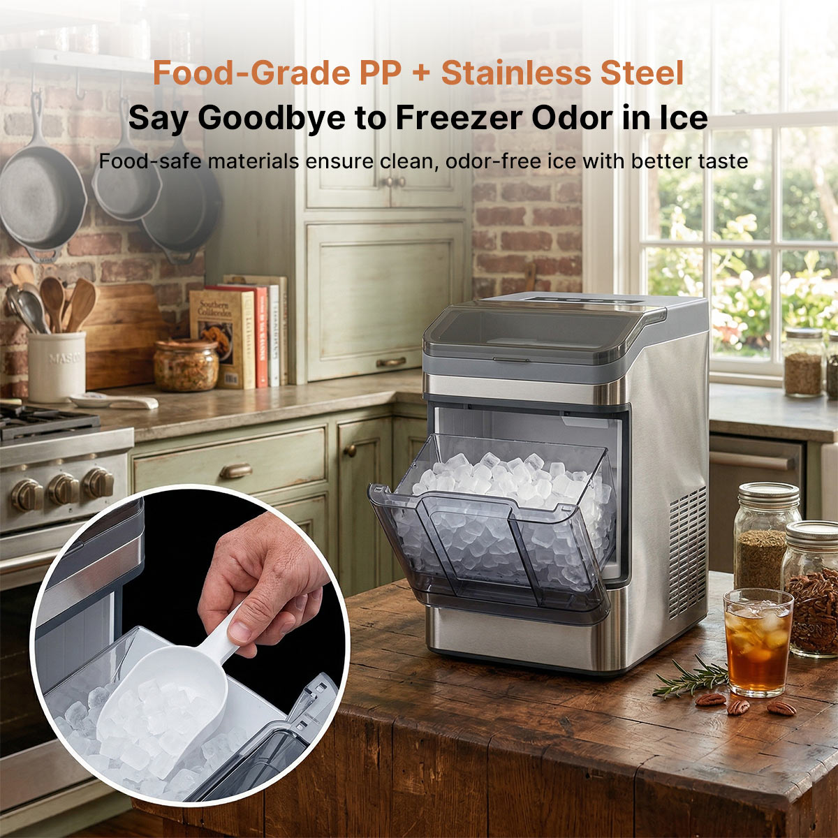 Countertop Ice Maker – 37Lbs 6Min Ice Auto-Clean Portable RV Camping | Traverseon