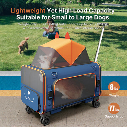 2-in-1 Pet Stroller & Carrier – Foldable Breathable Dog & Cat Travel Cart | Traverseon