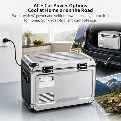 37 Qt All-Aluminum Portable Fridge – Dual-Zone Car Cooler | Traverseon