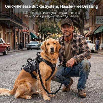 Outdoor Dog Harness – 900D Nylon Detachable Elastic Leash Reflective Dual Handles M/L/XL Hiking Walking | Traverseon