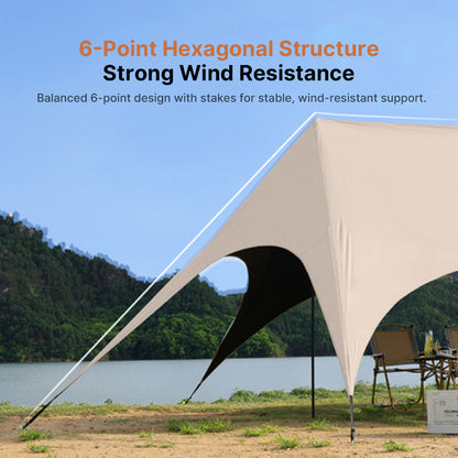 StormLock™ Hex Shelter — 360° Rainproof, 6-Point Stable, 2.6m Tall Entry, All-Terrain Portable | Traverseon