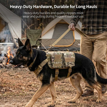 Tactical Dog Vest Harness – Adjustable, Pouches, Handle, for Hiking Training | Traverseon