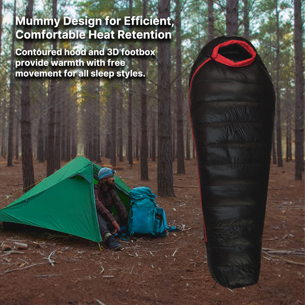 Down Mummy Sleeping Bag, -13°C Extreme Cold Weather Winter Bag | Traverseon