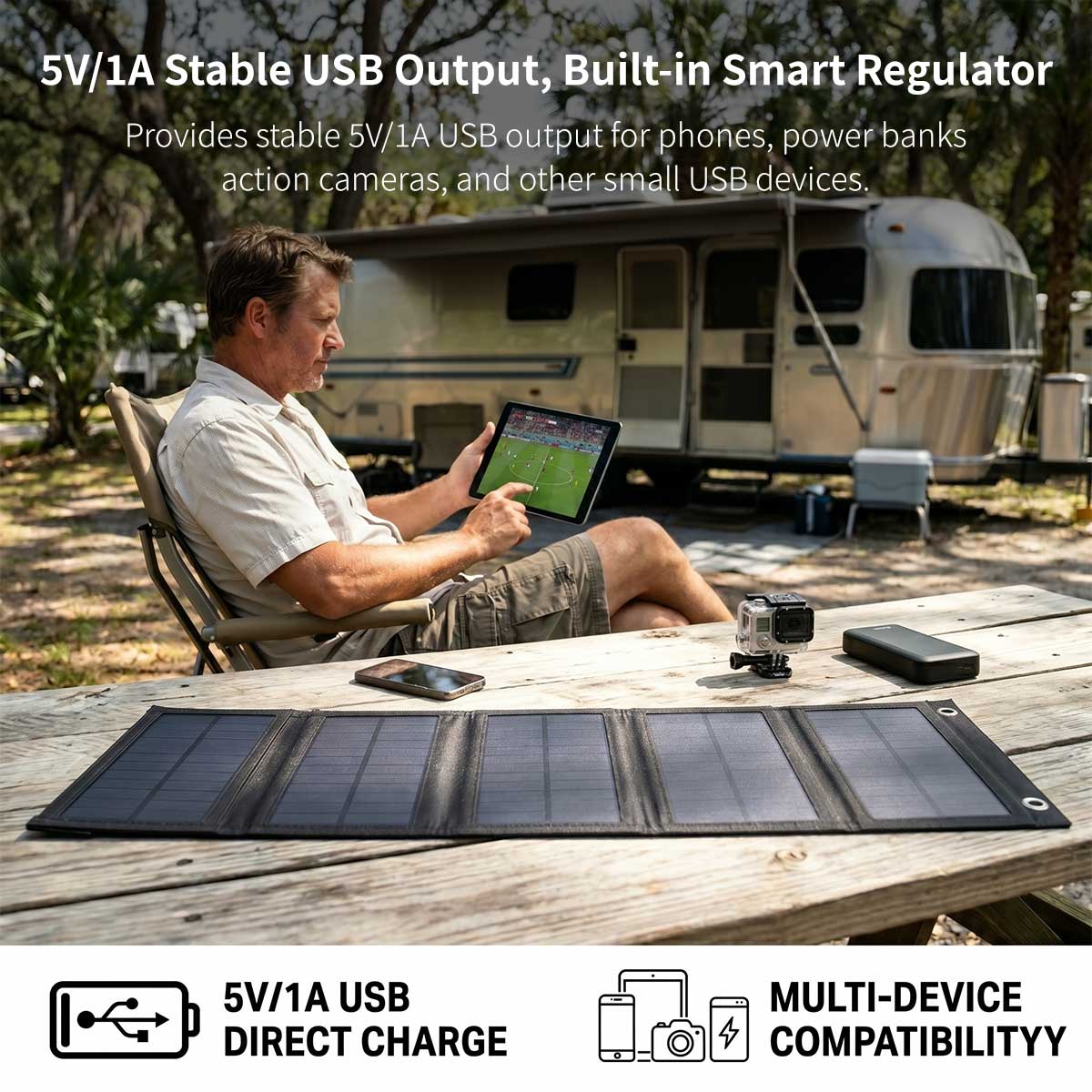 20W Foldable Solar Panel – Portable USB Charger for Camping | Traverseon