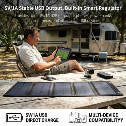 20W Foldable Solar Panel – Portable USB Charger for Camping | Traverseon