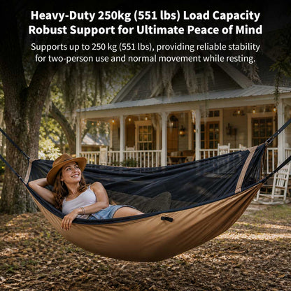 Camping Hammock with Mosquito Net – 273x100 cm Double, 250 kg Capacity | Traverseon