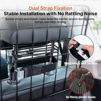 Adjustable Dog Car Barrier – Foldable Metal Pet Divider | Traverseon