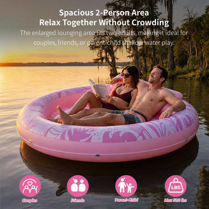 Inflatable Tanning Pool Lounger – 190 cm (75 in) 2-in-1 Pool Float | Traverseon