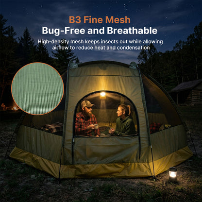 Octagon Camping Tent 3-4 Person 4 Season Waterproof Double Layer for Backpacking | Traverseon