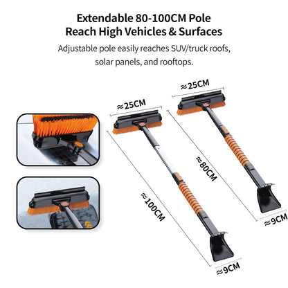 5-in-1 Car Snow Shovel & Ice Scraper - 180° Rotating, Extendable & Paint-Safe for Sedan, SUV, Truck| Traverseon