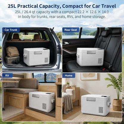 25L/26 Qt 12V/24V Portable Car Fridge with Ice Maker | Traverseon