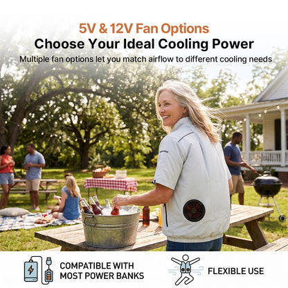 Cooling Workwear Fan Jacket – 5V/12V Outdoor Cooling Vest | Traverseon