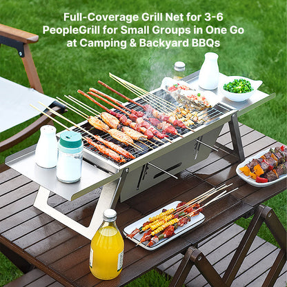 Portable Charcoal BBQ – 2cm Ultra-Thin Foldable for 3-6 People | Traverseon