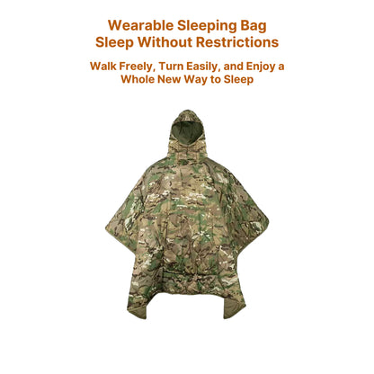 Camo Wearable Sleeping Poncho – Insulated, Packable, & Hunting-Ready