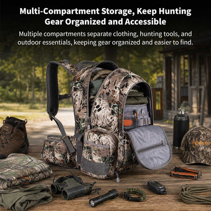 Waterproof Camo Hunting Backpack – Rifle & Bow Holder, 1.40 kg(3.08 lb) | Traverseon