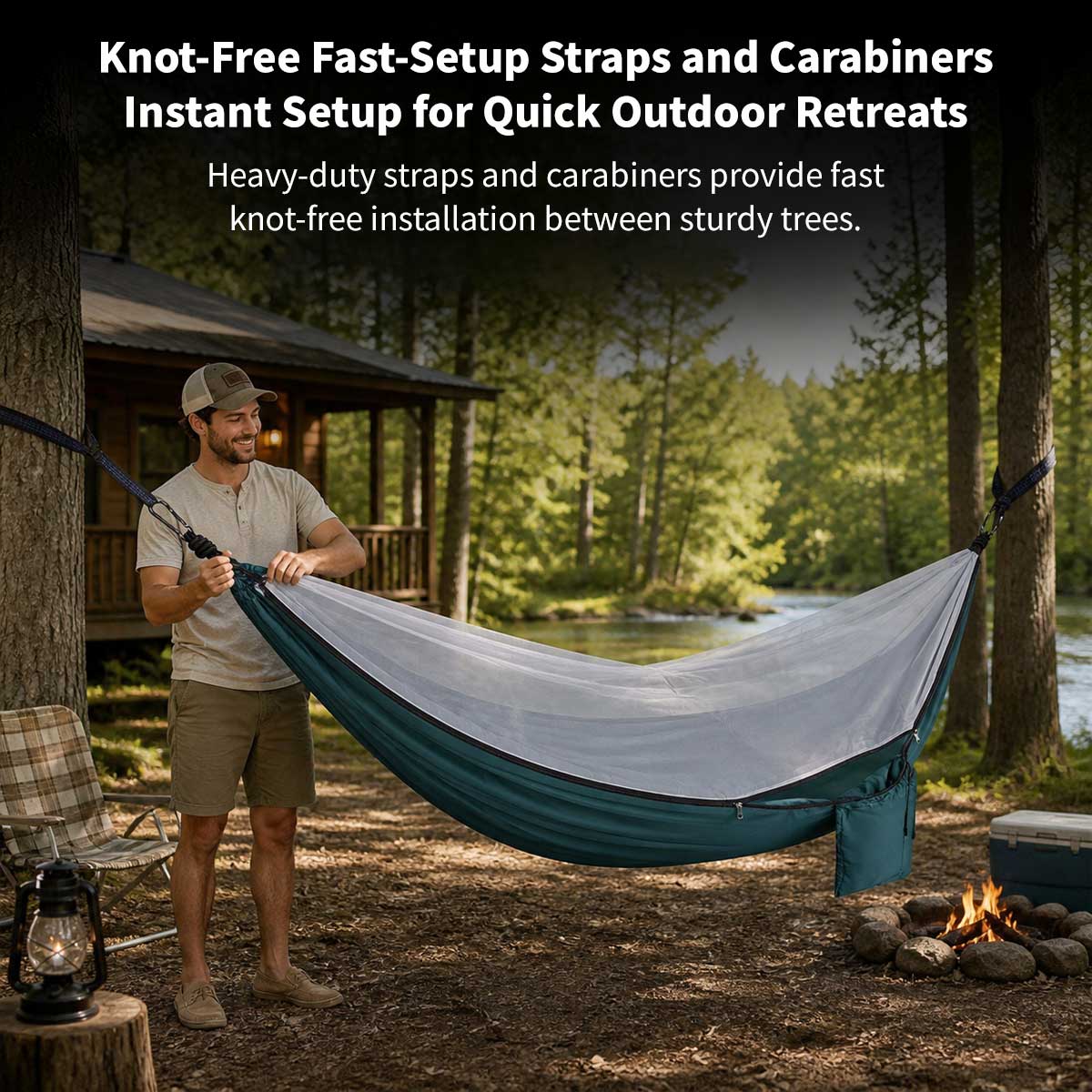 Double Camping Hammock with Mosquito Net – 270×140 cm, 250 kg Capacity | Traverseon