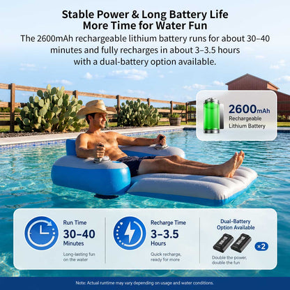 Motorized Pool Lounger – 250 lb Dual-Motor Inflatable Float | Traverseon