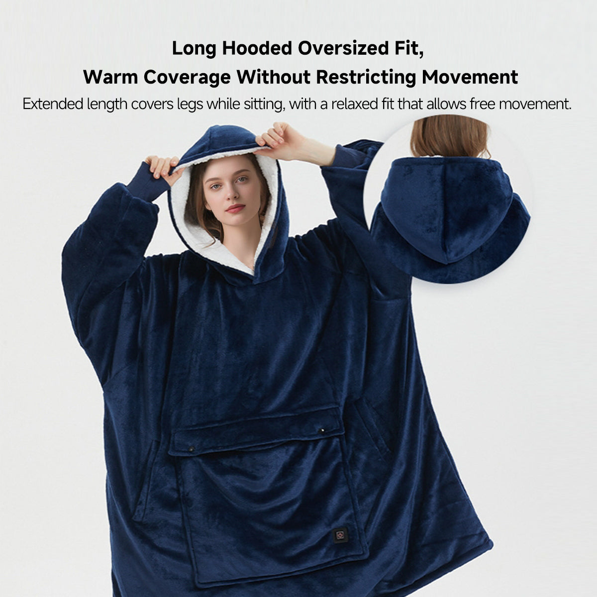 Cordless Heated Hoodie Blanket – 1400g Thick Flannel Cozy Warmth Anywhere | Traverseon