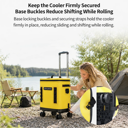 32L Rolling Soft Cooler – 72H Cold, Leakproof & Detachable Trolley | Traverseon