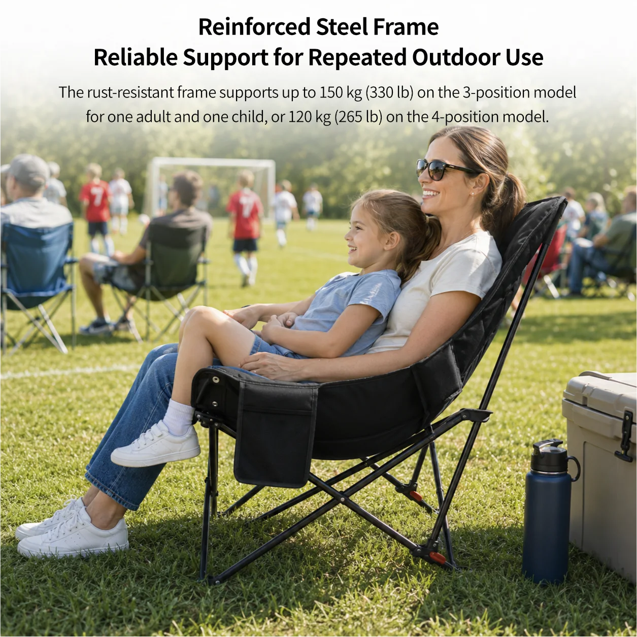 Padded Reclining Camping Chair – 3/4-Position Folding Lounger | Traverseon