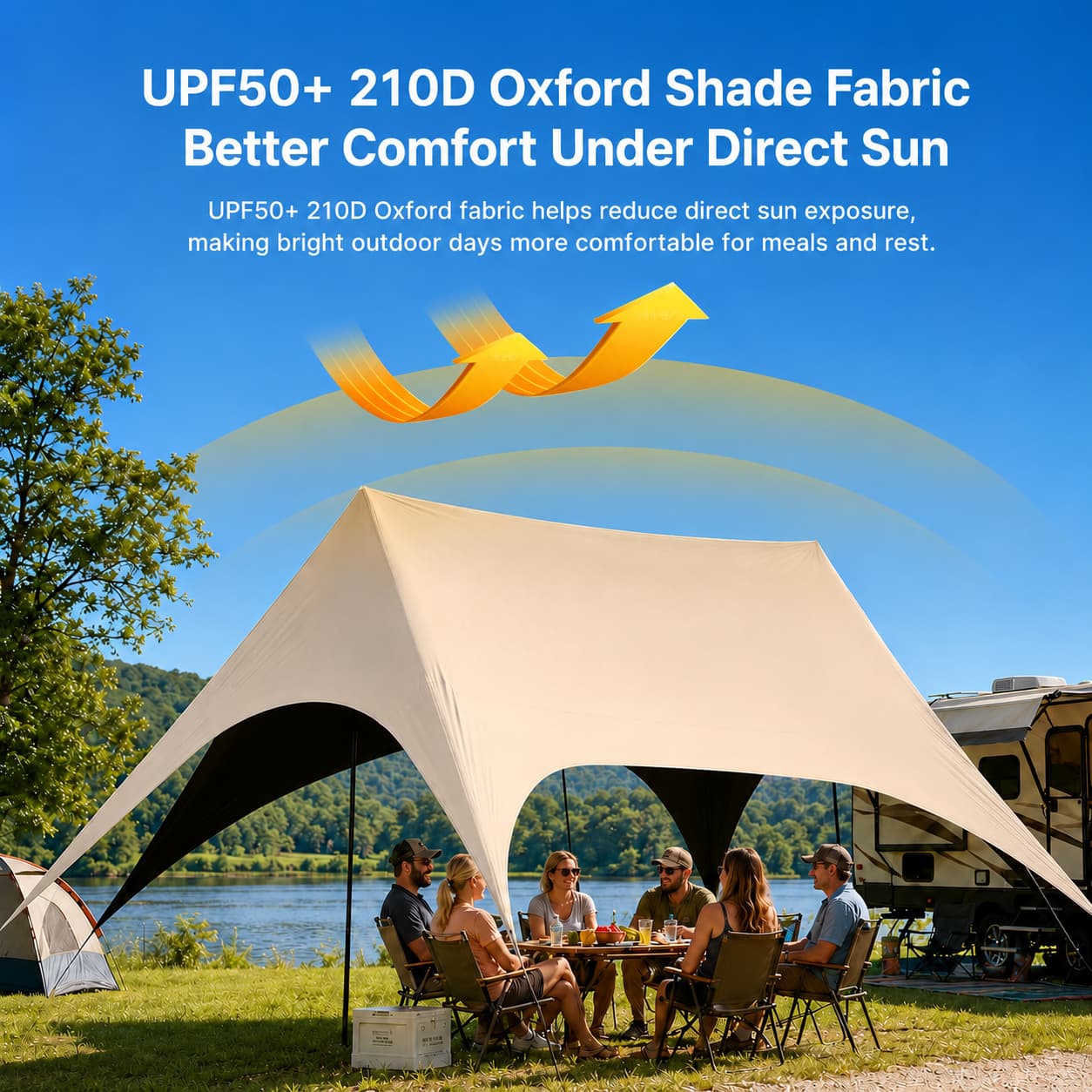 Large Hex Camping Tarp Shelter – UPF50+ 301 sq ft Sun Shade Canopy | Traverseon