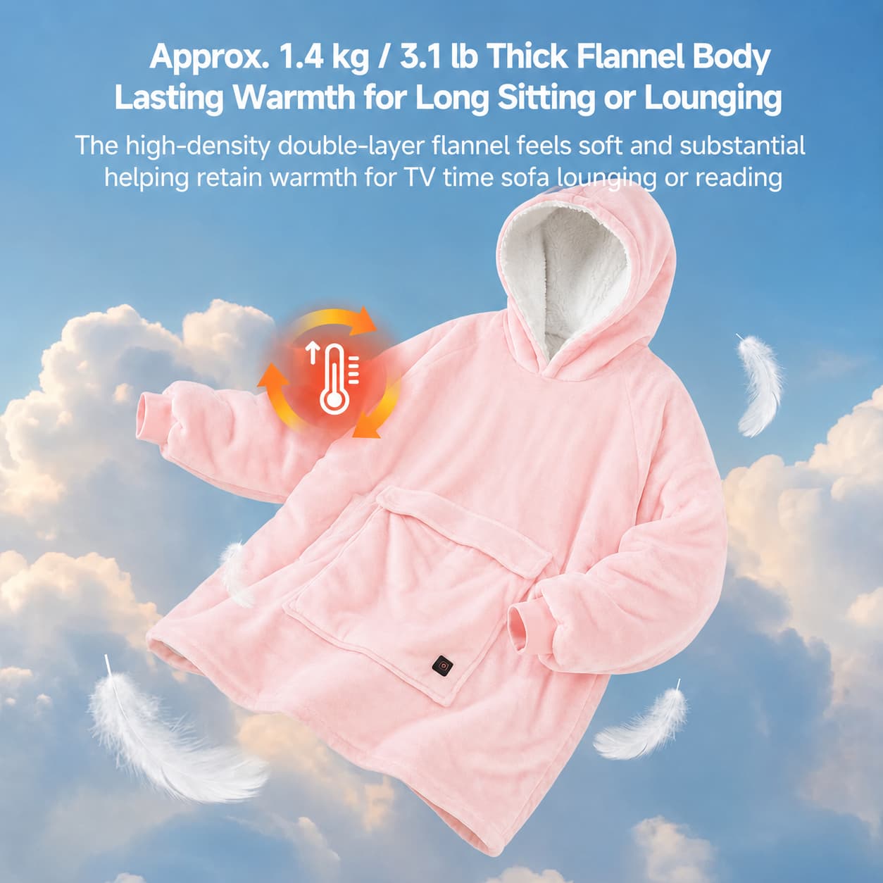 USB Heated Wearable Blanket Hoodie – 3-Zone Flannel Warmth | Traverseon