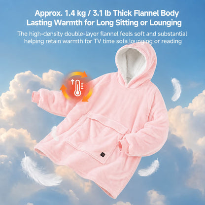 USB Heated Wearable Blanket Hoodie – 3-Zone Flannel Warmth | Traverseon
