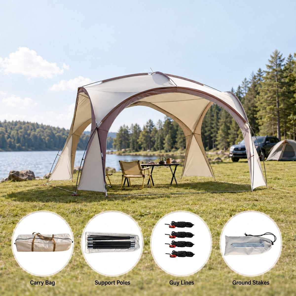 Family Dome Canopy Tent – 4–12 Person Sun Shelter, 10x10 & 14x14 ft | Traverseon