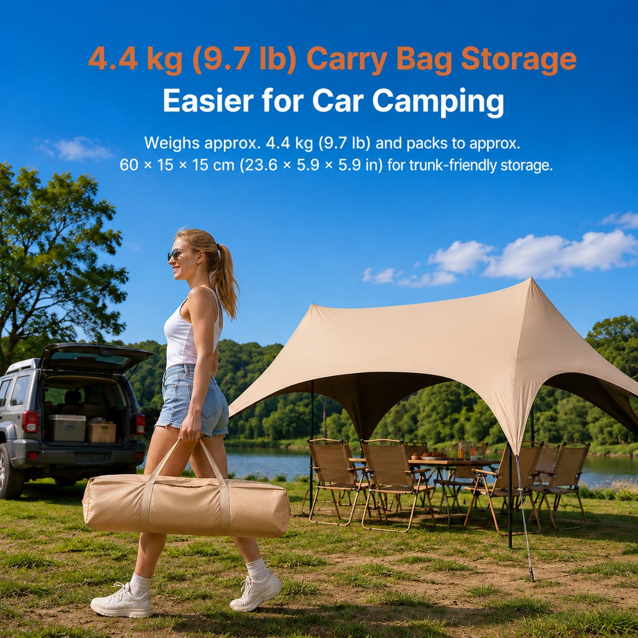 Large Hex Camping Tarp Shelter – UPF50+ 301 sq ft Sun Shade Canopy | Traverseon