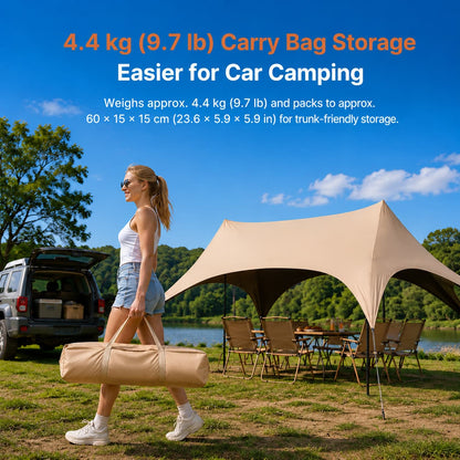 Large Hex Camping Tarp Shelter – UPF50+ 301 sq ft Sun Shade Canopy | Traverseon