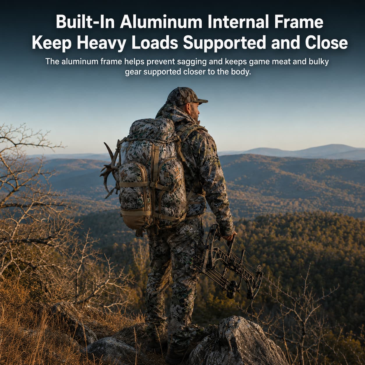 65.5L Camo Framed Hunting Backpack – 88 lb Max Load Meat Hauler | Traverseon