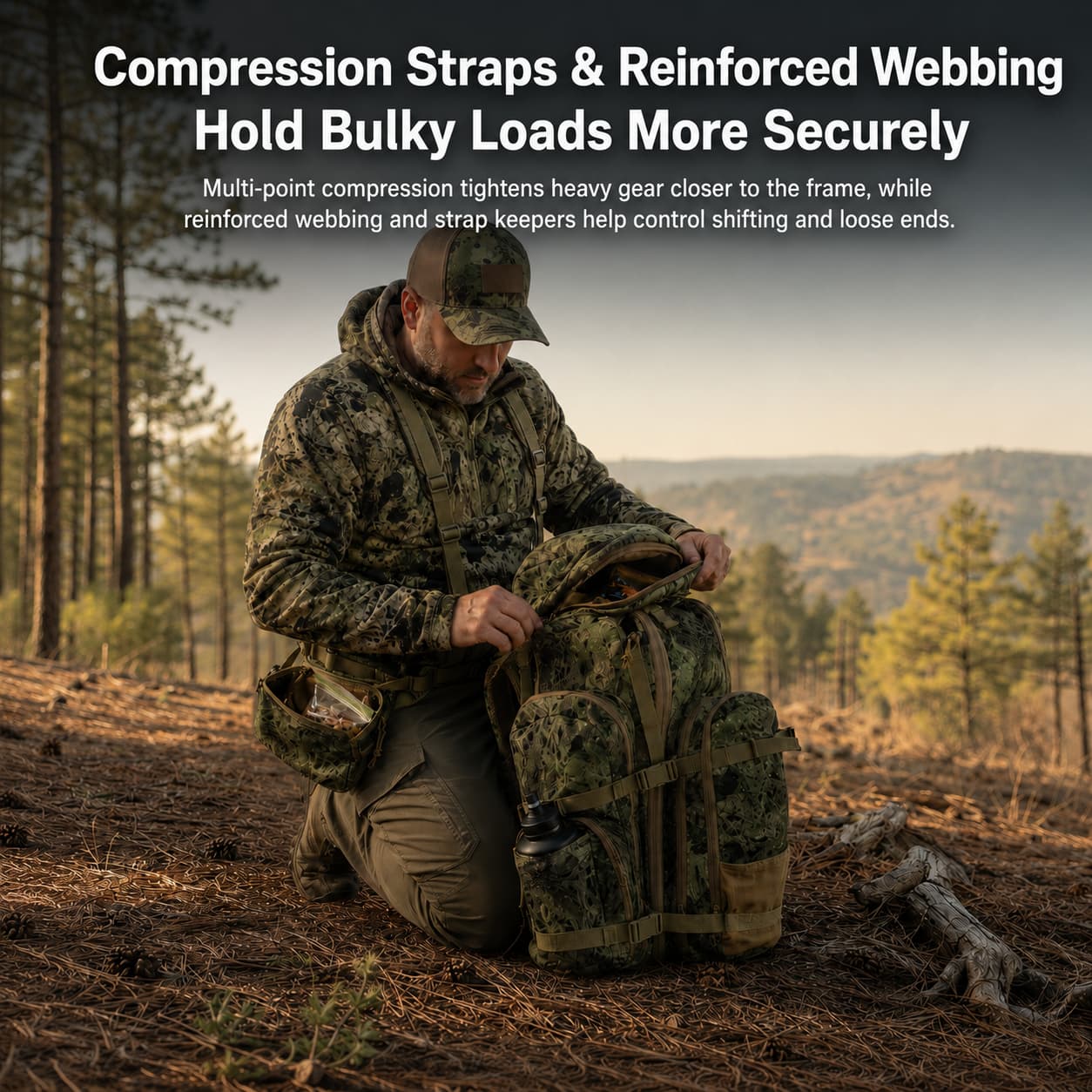 65.5L Camo Framed Hunting Backpack – 88 lb Max Load Meat Hauler | Traverseon