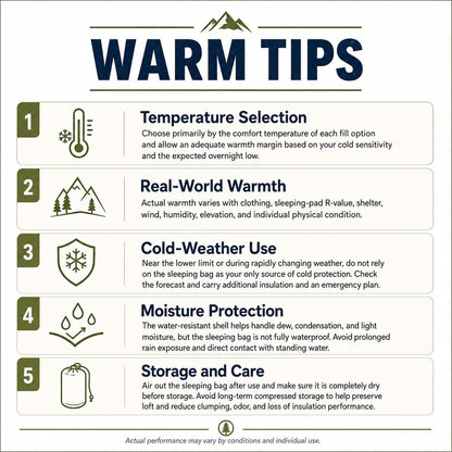 Down Mummy Sleeping Bag for Adults – 9°F–45°F Temperature Options | Traverseon